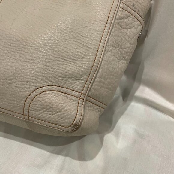 Coach Large Pebbled Leather Tote in Cream with Silvertone Hardware and Side Pock - Picture 6 of 12